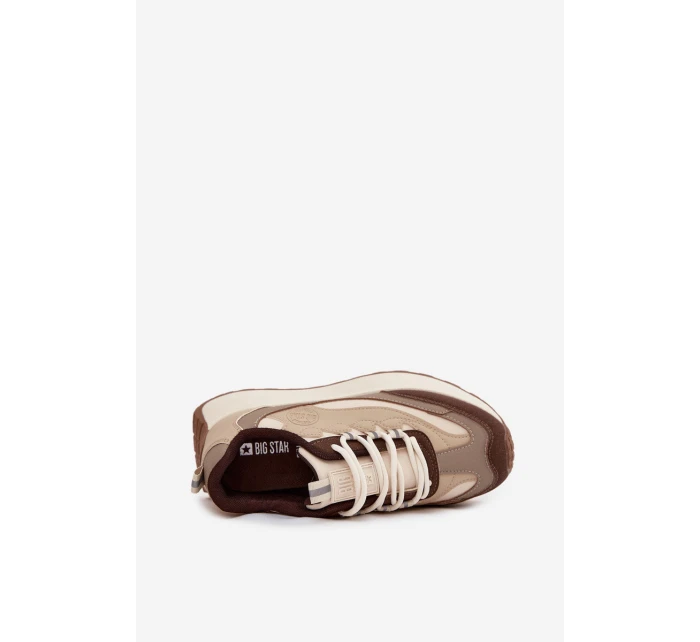 Dámské sneakers na platformě Big Star SS274002 HI-POLY SYSTEM Béžové Dámské sneakers na platformě Big Star SS274002 HI-POLY SYSTEM Béžové