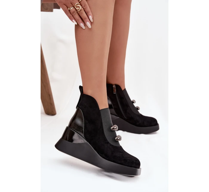 Dámské kotníkové boty na platformě D&A – černé Dámské kotníkové boty na platformě D&A – černé
