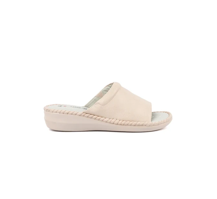 Originální Jasnobeżowy nazouváky dámské na plochém podpatku Originální Jasnobeżowy nazouváky dámské na plochém podpatku