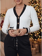 Dámský rozepínací svetr FUZZY bílý FashionStreet MY2365 Dámský rozepínací svetr FUZZY bílý FashionStreet MY2365