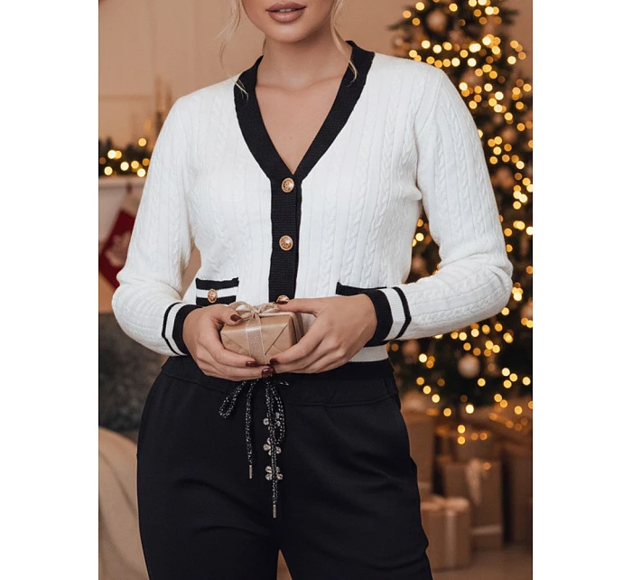 Dámský rozepínací svetr bílý model 21982275 - FashionStreet