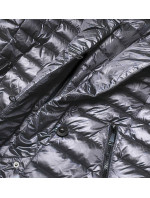 Dámská bunda v ocelové barvě s kožešinovým límcem (J9-008)