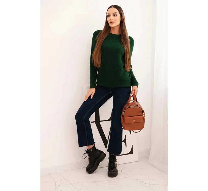Dámský svetr z baby alpaky s dlouhým rukávem zelený