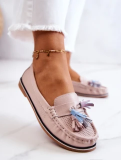 Dámské kožené mokasíny s třásněmi model 21581278 - EVENTO