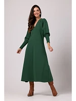 Maxi teplákové šaty B267 trávníkově zelené - BWear