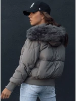 Dámská prošívaná zimní bunda s kožešinou COLDPACK tmavě šedá FashionStreet TY4428