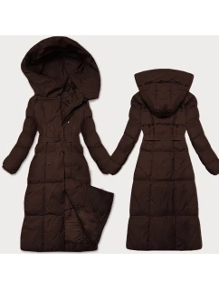 Dámská zimní bunda v čokoládové barvě s páskem J Style (5M3227-158)