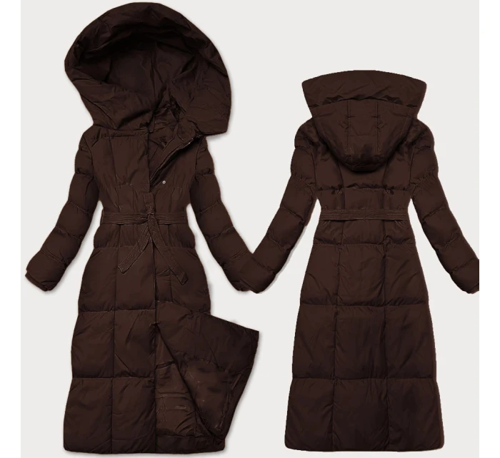 Dámská zimní bunda v čokoládové barvě s páskem J Style (5M3227-158)