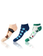 Zábavné nízké crazy ponožky unisex v setu 3 páry CRAZY IN-SHOE SOCKS 3x - BELLINDA - tmavě modrá