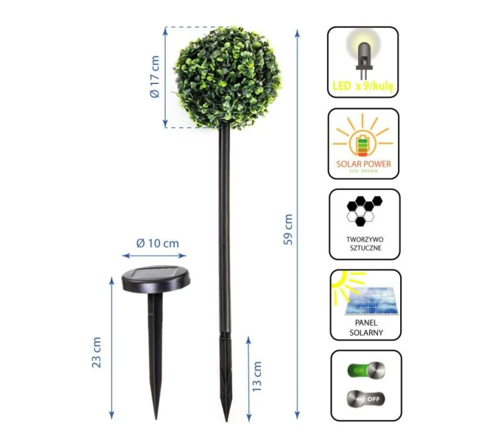 SADA SOLÁRNÍCH SVĚTEL 3 BOXWOOD KOULE 27 VEDL