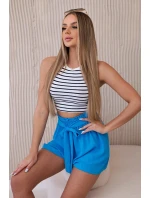 Viskózové šortky zavazované v pase tyrkys Viskózové šortky zavazované v pase tyrkys