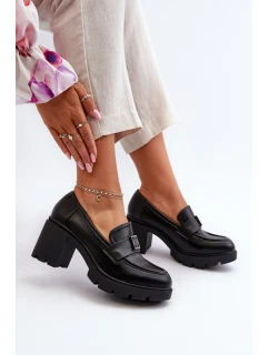 Dámské polobotky na podpatku s ozdobou Černé model 21655240 - Boto