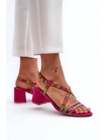 Sametové sandály na nízkém podpatku model 21660062 - Maciejka