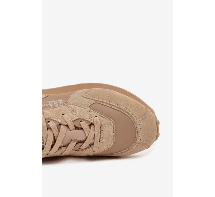 Kožené Sneakersy Pánské Big Star OO174298 Hi-Poly System Béžové Kožené Sneakersy Pánské Big Star OO174298 Hi-Poly System Béžové