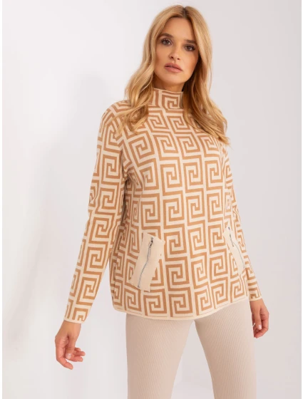 Sweter AT SW model 18955173 camelowy - FPrice Sweter AT SW model 18955173 camelowy - FPrice