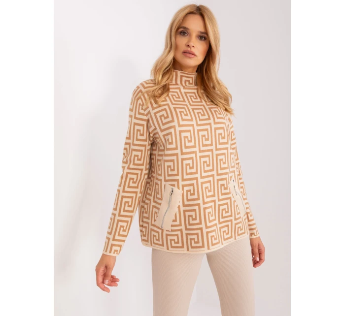 Sweter AT SW model 18955173 camelowy - FPrice Sweter AT SW model 18955173 camelowy - FPrice