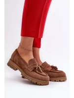 Zazoo Dámské semišové mokasíny s třásněmi, hnědé Zazoo Dámské semišové mokasíny s třásněmi, hnědé