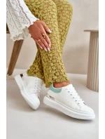 Nízké Dámské Tenisky Na Platformě Z Eko Kůže Bílo-Zelené Nevelena Nízké Dámské Tenisky Na Platformě Z Eko Kůže Bílo-Zelené Nevelena