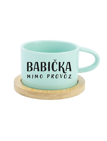 BABIČKA MIMO PROVOZ - mint hrníček makronka 200 ml BABIČKA MIMO PROVOZ - mint hrníček makronka 200 ml