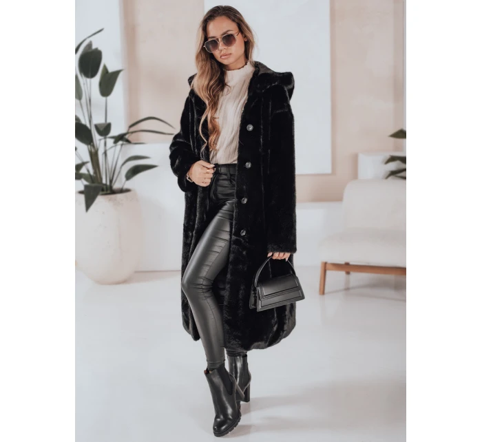 Dámský kožich HELLOCHIC dlouhý černý FashionStreet TY4986 Dámský kožich HELLOCHIC dlouhý černý FashionStreet TY4986