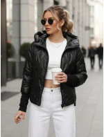 Dámská přechodná prošívaná bunda s kapucí černá model 21995976 - Dstreet Dámská přechodná prošívaná bunda s kapucí černá model 21995976 - Dstreet