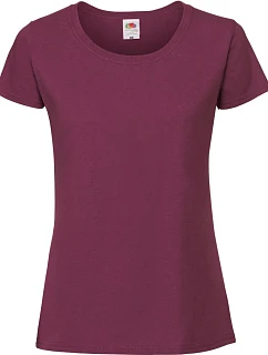 Fruit of the Loom Lady-Fit Iconic 195 T Dámské tričko z těžké bavlny 16.1424 burgundy