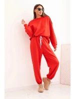 Dámský komplet máslový s volnou mikinou a kalhotami s nápisem LOVE červený Dámský komplet máslový s volnou mikinou a kalhotami s nápisem LOVE červený