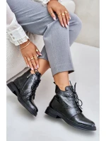 Kožené Lakované Boty Dámské Zateplené Na Zip D&A LZ42-042 Tmavozelené