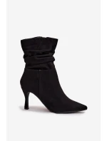 Dámské Kotníkové Boty Na Podpatku S  Eko  Černé model 21709019 - Boto