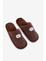 Pánské nazouváky s nášivkou Presine – hnědé