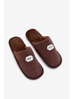 Pánské nazouváky s nášivkou Presine – hnědé