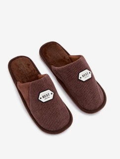 Pánské nazouváky s nášivkou Presine – hnědé