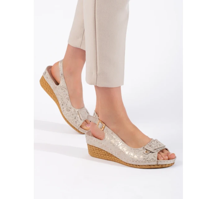 Originální sandály hnědé dámské na klínku Originální sandály hnědé dámské na klínku