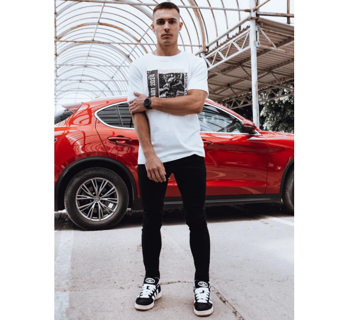 Pánské bílé tričko s potiskem Dstreet RX5463