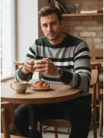 Pánský pruhovaný šedý svetr Dstreet model 21982490 - FashionStreet