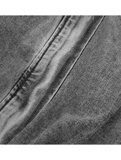 Dlouhá černá dámská džínová bunda s kapucí model 18242897 - Re-Dress Dlouhá černá dámská džínová bunda s kapucí model 18242897 - Re-Dress