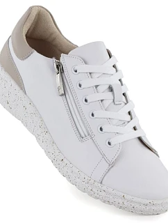 Dámské kožené polobotky se zipem bílé model 22068873 - Potocki