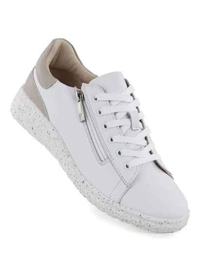 Dámské kožené polobotky se zipem bílé model 22068873 - Potocki Dámské kožené polobotky se zipem bílé model 22068873 - Potocki