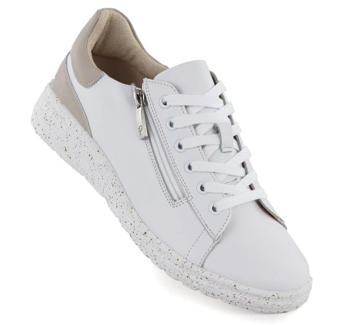 Dámské kožené polobotky se zipem bílé model 22068873 - Potocki Dámské kožené polobotky se zipem bílé model 22068873 - Potocki