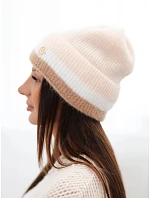 Dámská čepice beanie žebrovaná s ozdobou camelová Dámská čepice beanie žebrovaná s ozdobou camelová