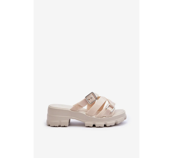 Dámské Žabky Na Nízkém Podpatku  Bežové model 21661805 - Zaxy