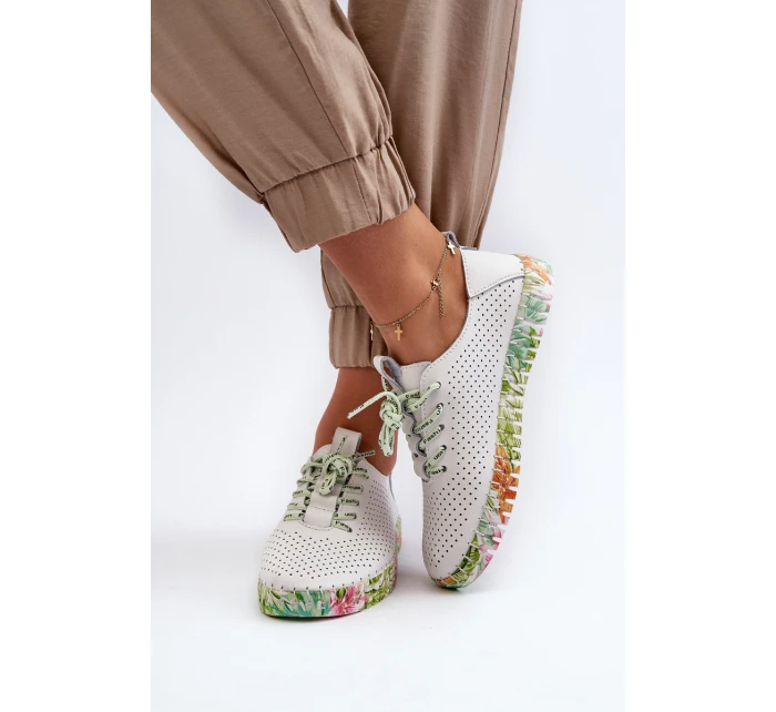 Dámské kožené polobotky se šněrováním bílé Farnalea