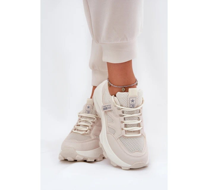 Sportovní boty sneakers dámské na silné podrážce béžové Prononice Sportovní boty sneakers dámské na silné podrážce béžové Prononice