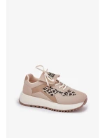 Dámské sportovní tenisky na platformě – béžové s panteřím vzorem Pumbes