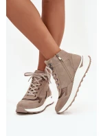 Dámské sportovní kotníkové boty na platformě z přírodního semiše Zazoo – béžové Dámské sportovní kotníkové boty na platformě z přírodního semiše Zazoo – béžové