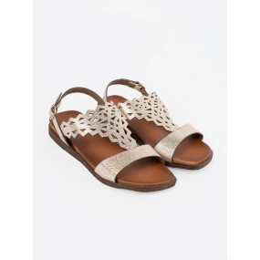 Módní dámské zlaté  sandály bez podpatku