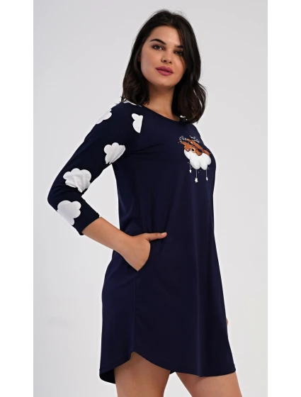 Dámské domácí šaty s tříčtvrtečním rukávem Méďa na model 21475634 - Vienetta Dámské domácí šaty s tříčtvrtečním rukávem Méďa na model 21475634 - Vienetta