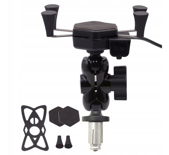 Držák a nabíječka telefonu FreedConn MC7C + držák na rám hlavy BM2R