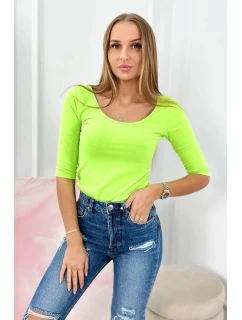 Halenka s kulatým výstřihem zelená neonová