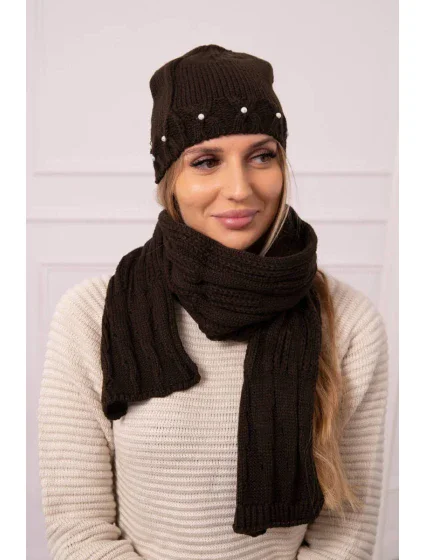 Dámská souprava se šálou  hnědá model 18752153 - K-Fashion